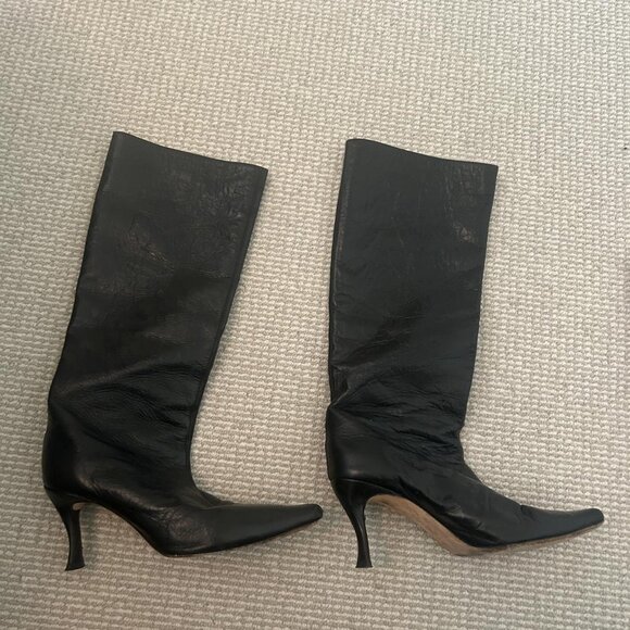 BY FAR STEVIE BLACK CREASED LEATHER BOOT - Picture 3 of 7